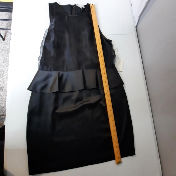 1.State Black Organza Overlay Ruffle Waist Sleeveless Cocktail Dress size Large - Picture 15 of 16